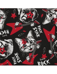 OUTDOOR DEKOSTOFFE OXFORD - Motiv Katze und Hund Rock Star I DX716