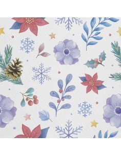 OUTDOOR DEKOSTOFFE OXFORD - Motiv Winterblumen Tannenzapfen I DX743