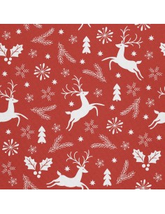 OUTDOOR DEKOSTOFFE OXFORD - Motiv Weihnachtsthema auf rotem I DX461