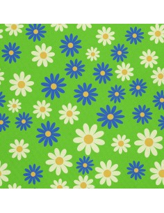 OUTDOOR DEKOSTOFFE OXFORD - Motiv blaue und weiße Blumen I DX474