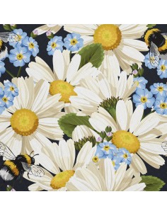 OUTDOOR DEKOSTOFFE OXFORD - Motiv Margeriten und Vergissmeinnicht I DX485