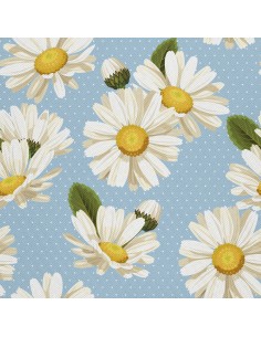 OUTDOOR DEKOSTOFFE OXFORD - Motiv Kamille auf gepunktetem hintergrund I DX489