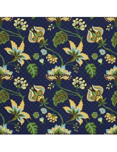 OUTDOOR DEKOSTOFFE OXFORD - Motiv Fantasy-Blumen auf blauem I DX496