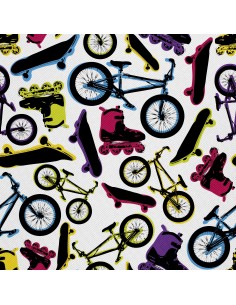 OUTDOOR DEKOSTOFFE OXFORD - Motiv Fahrräder, Skateboards und Rollschuhe