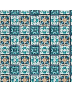 OUTDOOR DEKOSTOFFE OXFORD - Motiv Portugiesisches Mosaik