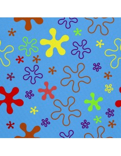 OUTDOOR DEKOSTOFFE OXFORD - Motiv bunte Spritzer auf blauem