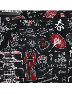 OUTDOOR DEKOSTOFFE OXFORD - Motiv Japan Geisha-Symbole
