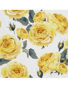 OUTDOOR DEKOSTOFFE OXFORD - Motiv gelbe Rosen 2