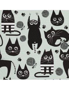 OUTDOOR DEKOSTOFFE OXFORD - Motiv schwarze Katze