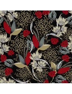 OUTDOOR DEKOSTOFFE OXFORD - Motiv künstlerische Blumen