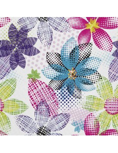 OUTDOOR DEKOSTOFFE OXFORD - Motiv Blumen in leuchtenden Farben