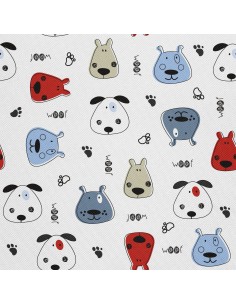 OUTDOOR DEKOSTOFFE OXFORD - Motiv gezeichnete Hunde