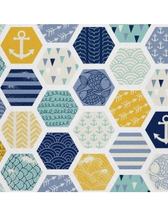 OUTDOOR DEKOSTOFFE OXFORD - Motiv geometrisch nautisch