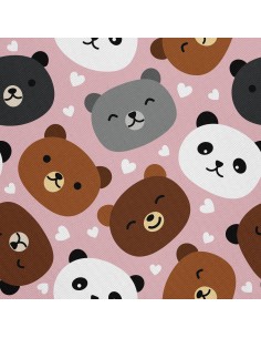 OUTDOOR DEKOSTOFFE OXFORD - Motiv Teddybären auf Rosa