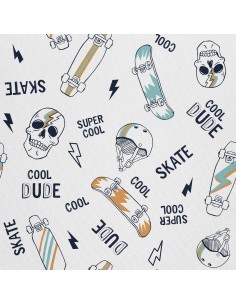 OUTDOOR DEKOSTOFFE OXFORD - Motiv Schädel und Skateboards