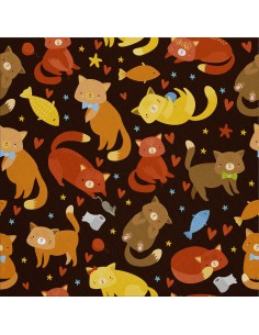 OUTDOOR DEKOSTOFFE OXFORD - Motiv Katzen in Herbstfarben