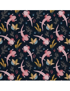 OUTDOOR DEKOSTOFFE OXFORD - Motiv Axolotl und Algen