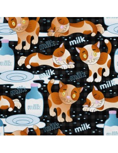 OUTDOOR DEKOSTOFFE OXFORD - Motiv Katze und Milch