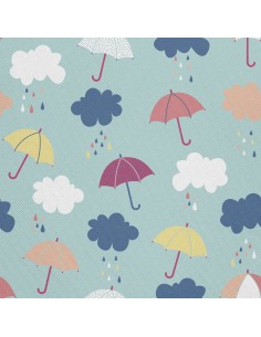OUTDOOR DEKOSTOFFE OXFORD - Motiv Regenschirme und Regenwolken