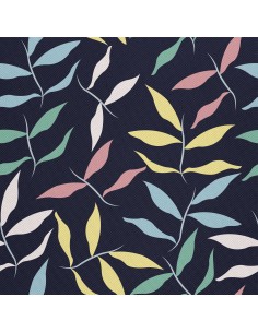 OUTDOOR DEKOSTOFFE OXFORD - Motiv Pastellblätter auf dunklem