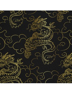 OUTDOOR DEKOSTOFFE OXFORD - Motiv goldener Drache