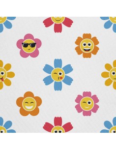 OUTDOOR DEKOSTOFFE OXFORD - Motiv Emoticon-Blumen