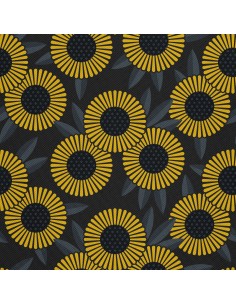 OUTDOOR DEKOSTOFFE OXFORD - Motiv geometrische Sonnenblumen