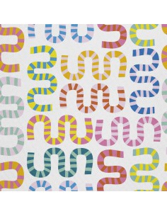 OUTDOOR DEKOSTOFFE OXFORD - Motiv geometrische bunte Schlangen