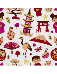 OUTDOOR DEKOSTOFFE OXFORD - Motiv japanische symbole