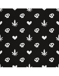 OUTDOOR DEKOSTOFFE OXFORD - Motiv Schädel Herz Marihuana