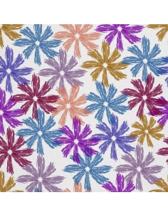 OUTDOOR DEKOSTOFFE OXFORD - Motiv bunt bemalte Blumen