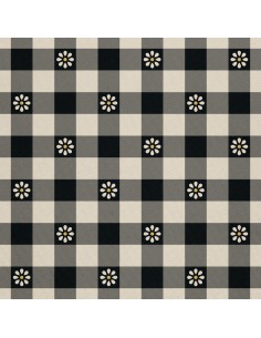 OUTDOOR DEKOSTOFFE OXFORD - Motiv Blume auf kariertem Muster