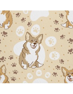 OUTDOOR DEKOSTOFFE OXFORD - Motiv Corgi-Hund und Pfoten