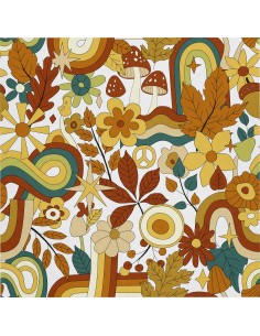 OUTDOOR DEKOSTOFFE OXFORD - Motiv Blumen Blätter Pilze