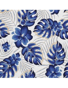 OUTDOOR DEKOSTOFFE OXFORD - Motiv blaue Pflanzen