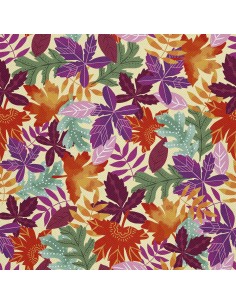OUTDOOR DEKOSTOFFE OXFORD - Motiv bunte Blätter Aquarell