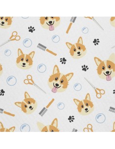 OUTDOOR DEKOSTOFFE OXFORD - Motiv Hundefriseur