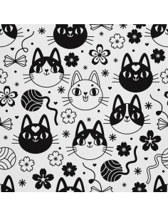 OUTDOOR DEKOSTOFFE OXFORD - Motiv schwarze und weiße Katzen