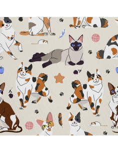 OUTDOOR DEKOSTOFFE OXFORD - Motiv Katzen