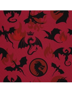 OUTDOOR DEKOSTOFFE OXFORD - Motiv schwarzer Drache