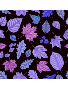 OUTDOOR DEKOSTOFFE OXFORD - Motiv Blätter in Violetttönen