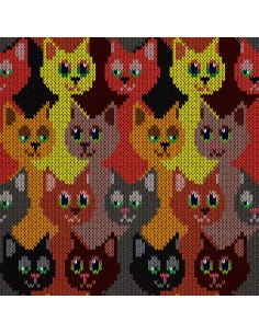 OUTDOOR DEKOSTOFFE OXFORD - Motiv gestrickte Katzen