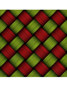 OUTDOOR DEKOSTOFFE OXFORD - Motiv rot-grüner Zopf