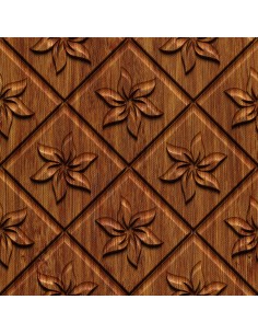 OUTDOOR DEKOSTOFFE OXFORD - Motiv Blumen in Holz geschnitzt