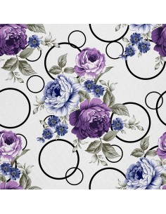 OUTDOOR DEKOSTOFFE OXFORD - Motiv Blumen und Kreise