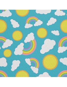 OUTDOOR DEKOSTOFFE OXFORD - Motiv Pastell Regenbogen