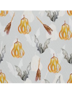 OUTDOOR DEKOSTOFFE OXFORD - Motiv Fledermaus und Kürbis