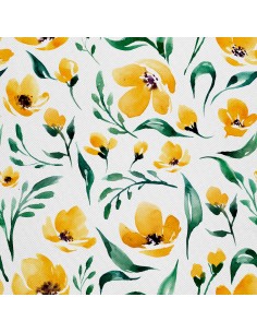 OUTDOOR DEKOSTOFFE OXFORD - Motiv gelbe Blumen Aquarell