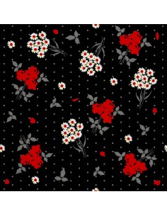OUTDOOR DEKOSTOFFE OXFORD - Motiv weiße und rote Blumensträuße