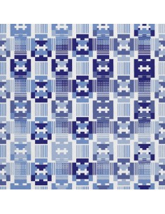 OUTDOOR DEKOSTOFFE OXFORD - Motiv blaues schachbrett